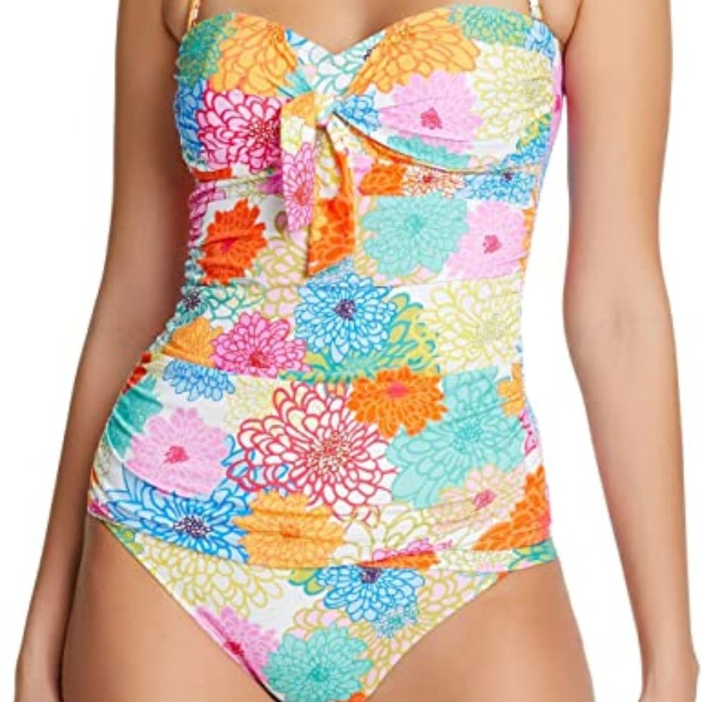 NWT BLEU Rod Beattie Fresh Picks Knot-Front Tankini Top & Sarong Bikini Bottom 8